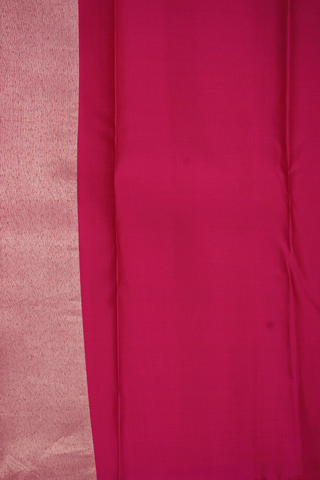Step Zari Border Plain Rose Red Kanchipuram Silk Saree