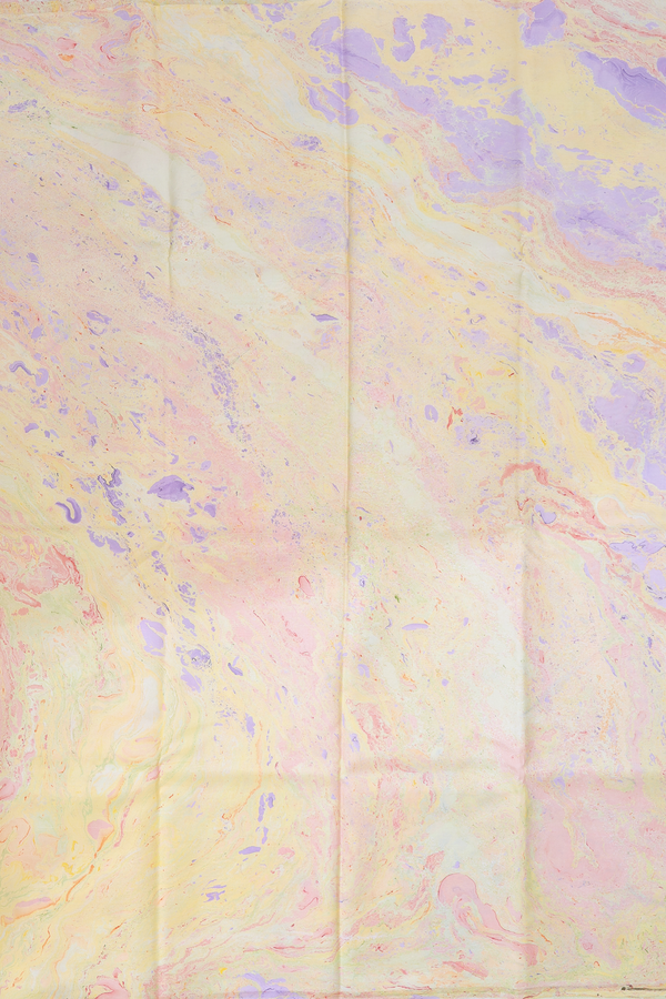 Stone Texture Design Yellow And Purple Hand Marble Silk Saree