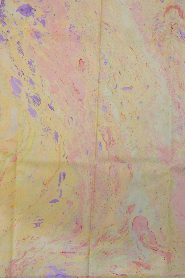 Stone Texture Design Yellow And Purple Hand Marble Silk Saree