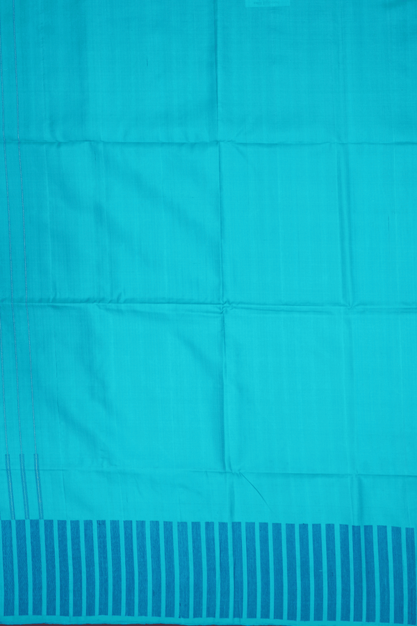 Striped Threadwork Design Peacock Blue Soft Silk Saree