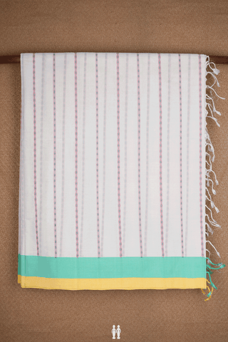Striped Threadwork Design Ivory Coimbatore Cotton Saree