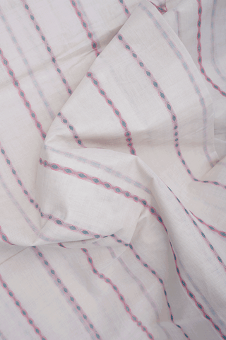 Striped Threadwork Design Ivory Coimbatore Cotton Saree
