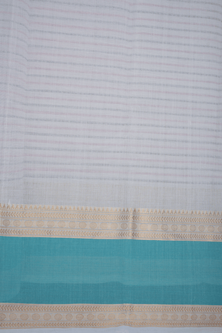 Striped Threadwork Design White Coimbatore Cotton Saree