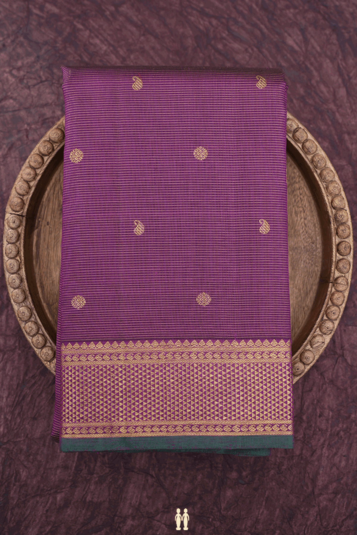 Zari Striped With Buttas Plum Purple Kanchipuram Silk Saree
