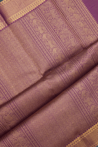 Zari Striped With Buttas Plum Purple Kanchipuram Silk Saree