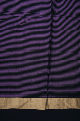 Striped With Buttas Purple And Black Kora Silk Cotton Saree