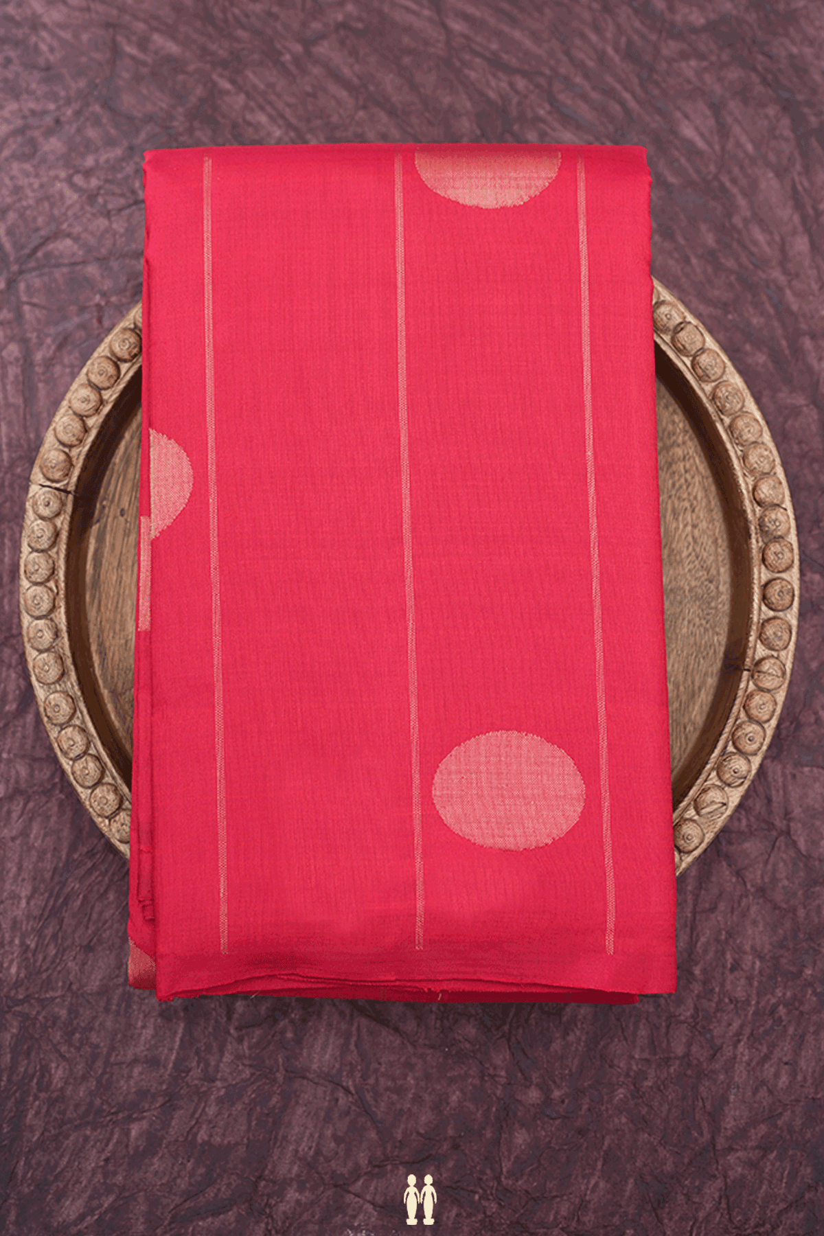 Striped With Buttas Ruby Red Kanchipuram Silk Saree