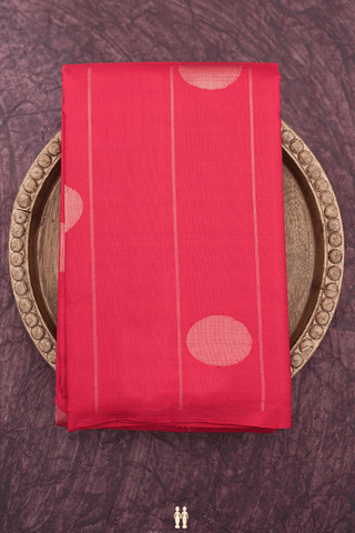 Striped With Buttas Ruby Red Kanchipuram Silk Saree
