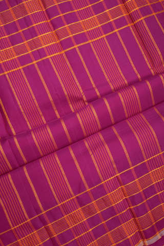 Striped Zari Border Plain Dual Tone Kanchipuram Silk Saree