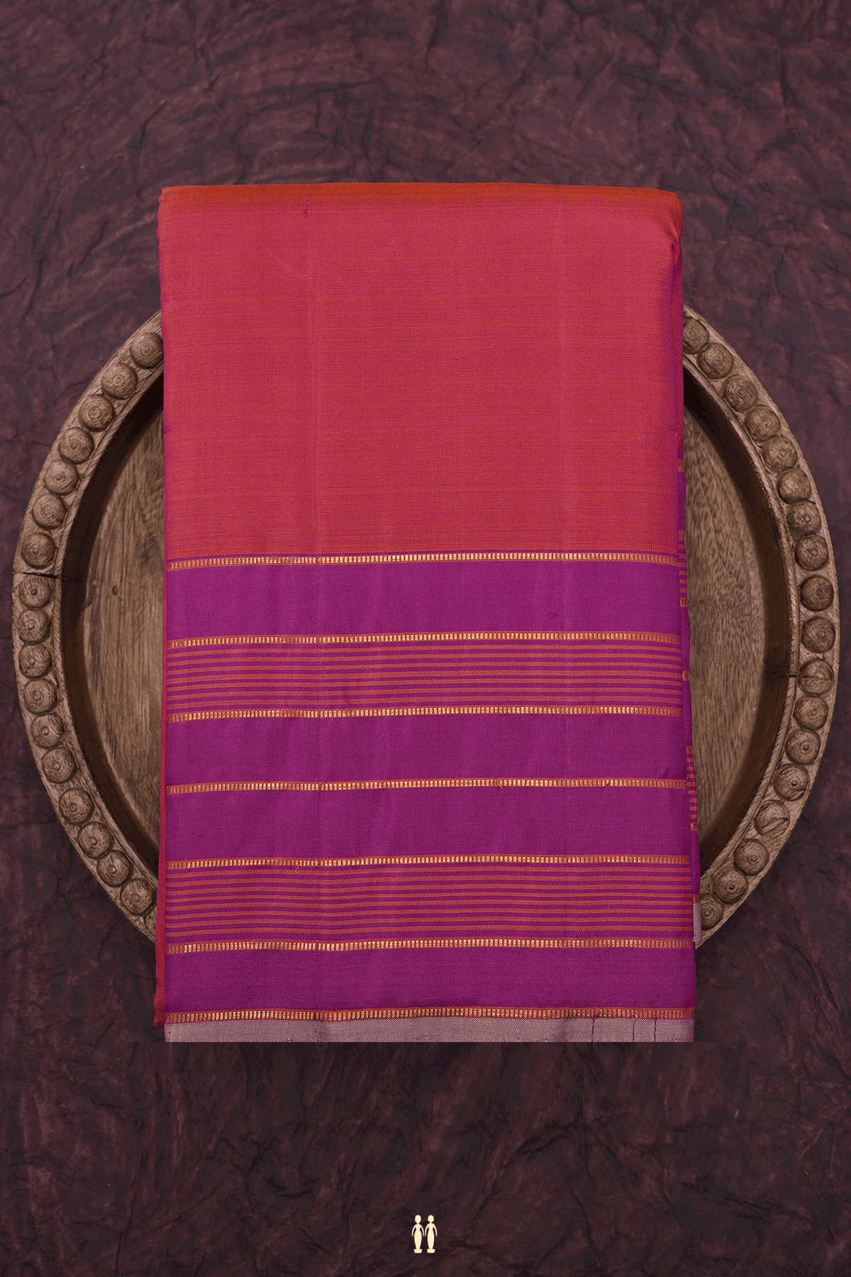 Striped Zari Border Plain Rouge Pink Kanchipuram Silk Saree