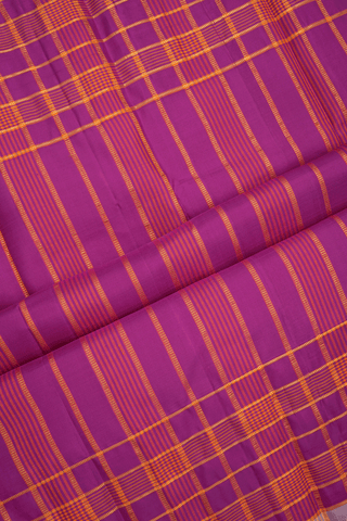 Striped Zari Border Plain Rouge Pink Kanchipuram Silk Saree