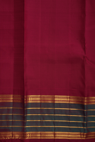 Stripes Border Plain Blush Red Kanchipuram Silk Saree