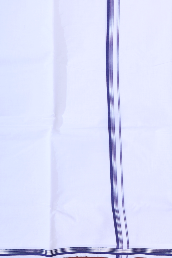 Stripes Border White Cotton Dhoti