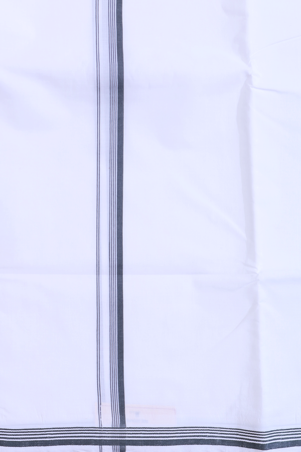 Stripes Border White Cotton Dhoti