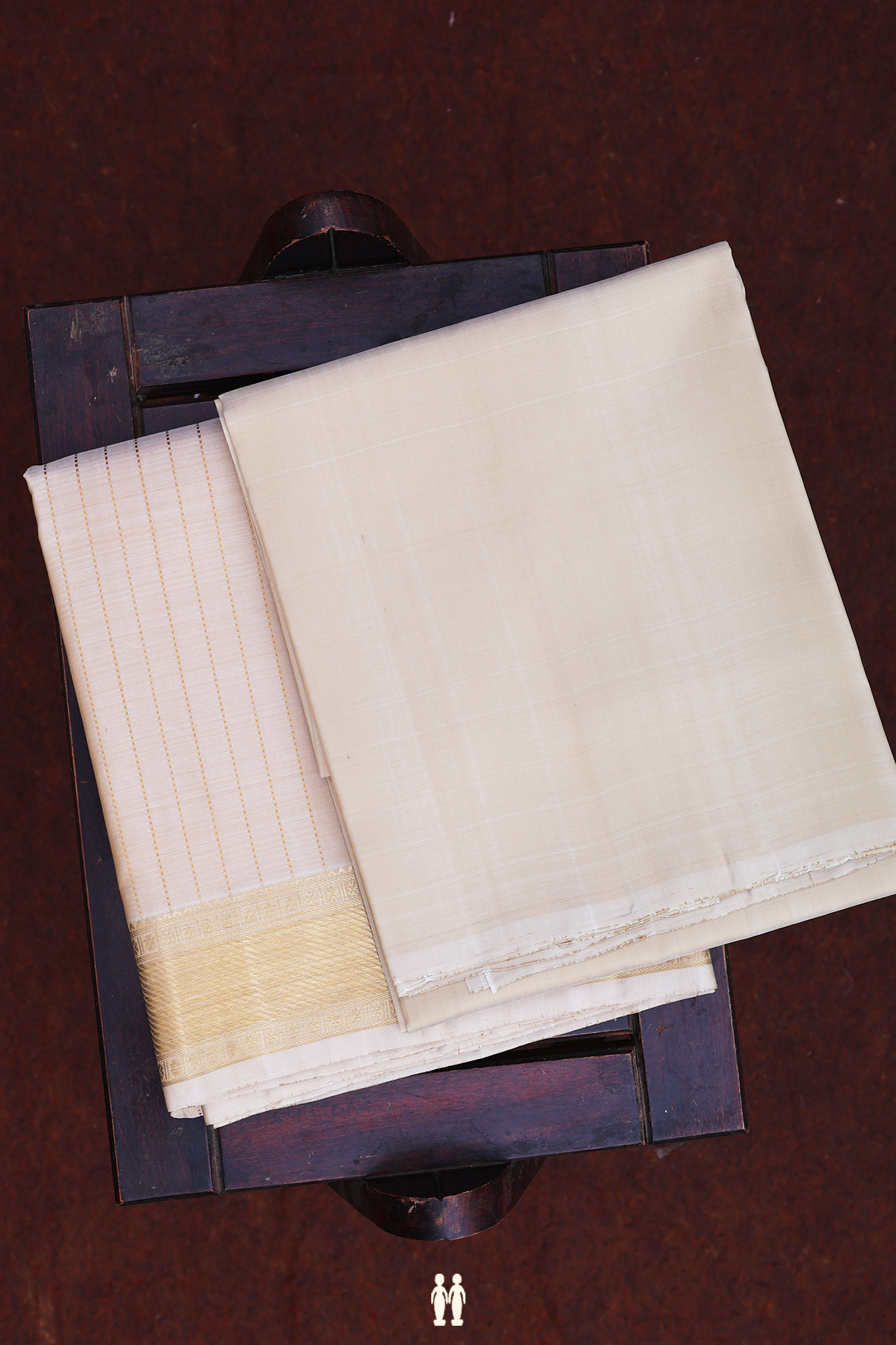Stripes Design Brown Silk Dhoti With Shirt Material