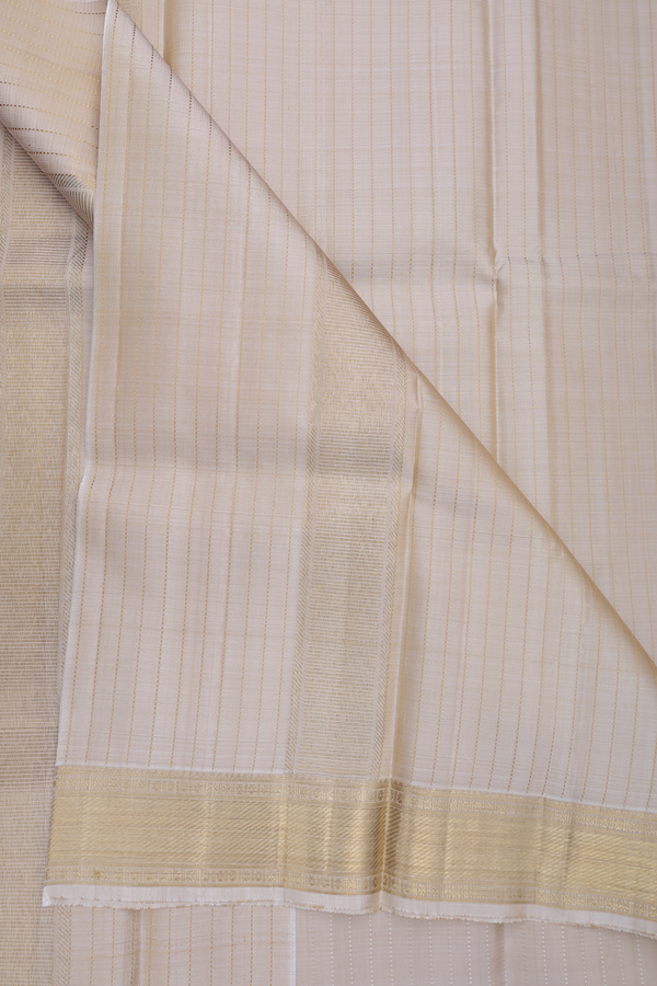 Stripes Design Brown Silk Dhoti With Shirt Material