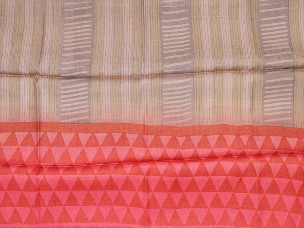 Printed Design Red Tussar Unstitched Salwar Material