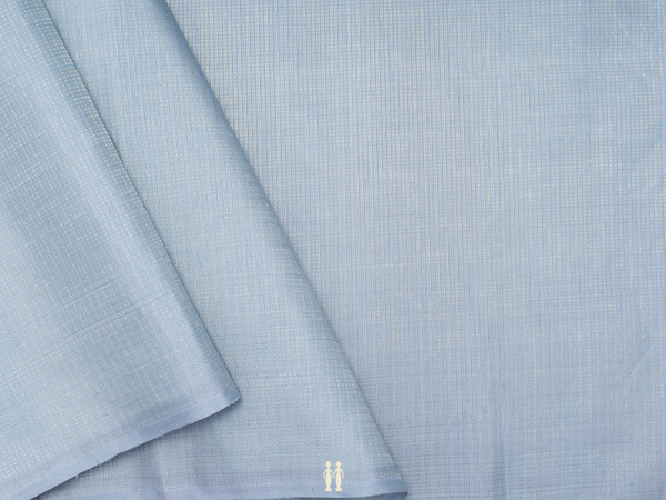 Stripes Design Dusty Blue Kanchipuram Silk Blouse Material