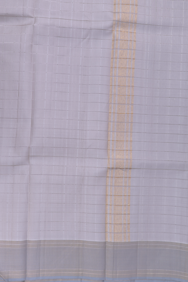 Stripes Design Grey Silk Dhoti With Angavastram Set