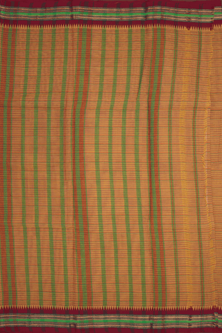 Stripes Design Mustard Yellow Narayanpet Cotton Saree