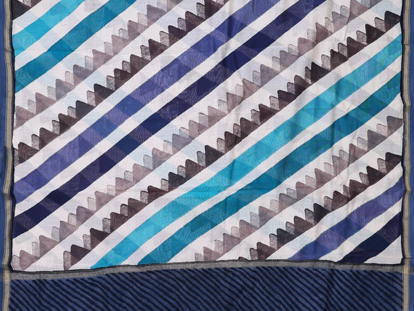 Stripes Design Navy Blue Silk Cotton Salwar Material