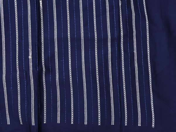 Stripes Design Navy Blue Silk Cotton Salwar Material