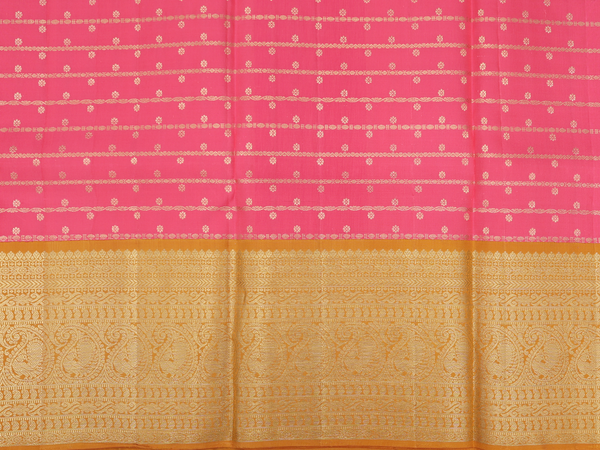 Stripes Design Pink Kanchipuram Silk Half Saree Material