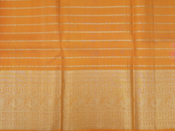 Stripes Design Pink Kanchipuram Silk Half Saree Material