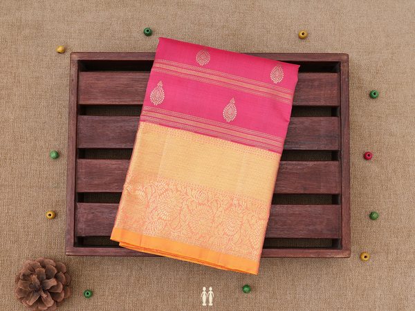 Stripes Design Pink Kanchipuram Silk Pavadai Sattai Material