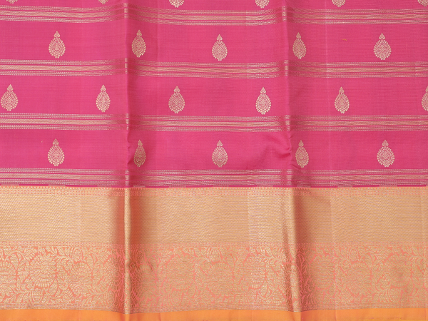 Stripes Design Pink Kanchipuram Silk Pavadai Sattai Material