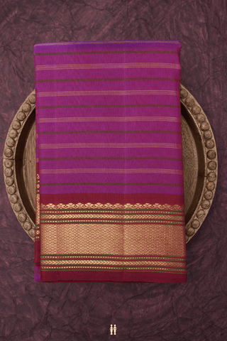 Stripes Design Purple Kanchipuram Silk Saree
