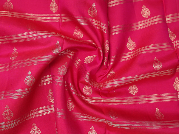 Stripes Design Rani Pink Kanchipuram Pavadai Sattai Material