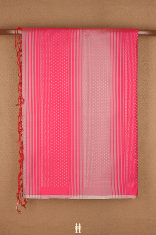 Zari Striped Design Rose Red And Dual Tone Soft Silk Saree