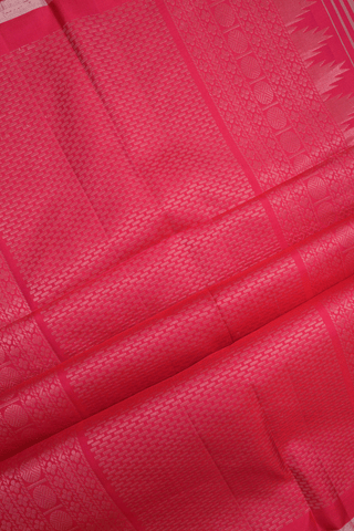 Zari Striped Design Rose Red And Dual Tone Soft Silk Saree