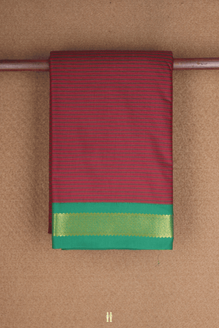 Stripes Design Ruby Red Apoorva Cotton Saree