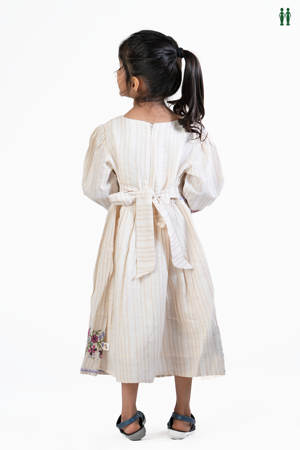 Stripes Design White Cotton Frock