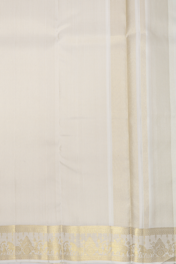 Stripes Design White Silk Dhoti With Shirt Material