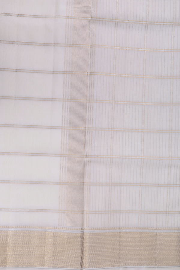 Stripes Design White Silk Dhoti With Shirt Material