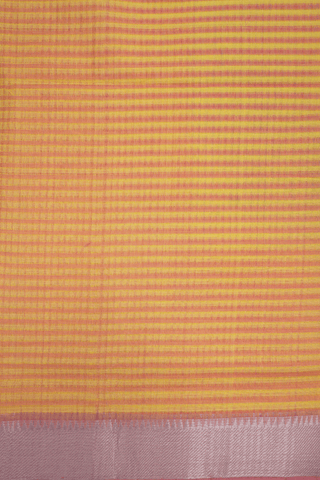 Stripes Design Yellow And Pink Mangalagiri Cotton Saree
