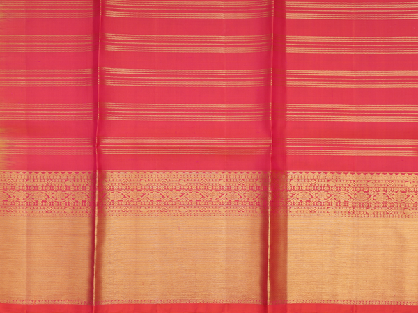 Stripes Design Yellow Kanchipuram Pavadai Sattai Material