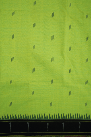 Stripes Motifs Lime Green Paithani Cotton Saree