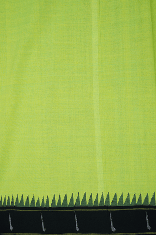 Stripes Motifs Lime Green Paithani Cotton Saree