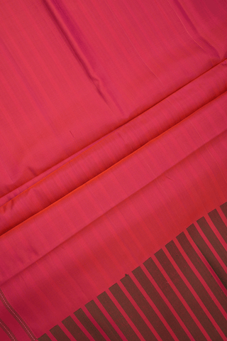 Stripes Threadwork Design Coral Red Soft Silk Saree