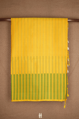 Stripes Threadwork Design Honey Yellow Soft Silk Saree