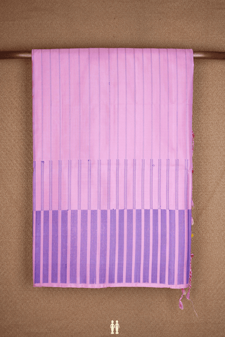 Stripes Threadwork Design Lotus Pink Soft Silk Saree