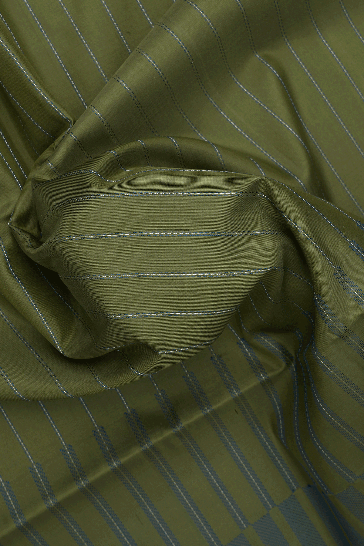 Stripes Threadwork Design Mehendi Green Soft Silk Saree