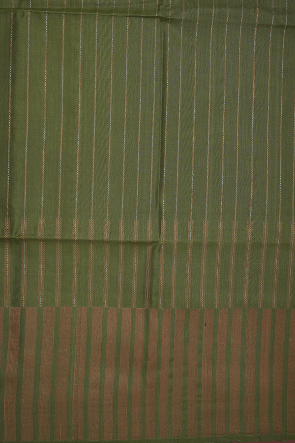 Stripes Threadwork Design Mehendi Green Soft Silk Saree