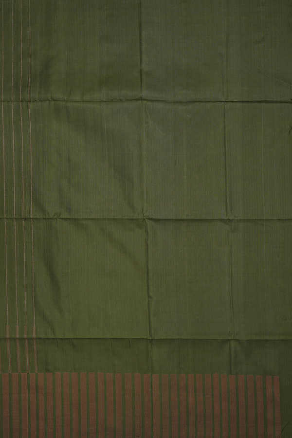 Stripes Threadwork Design Mehendi Green Soft Silk Saree