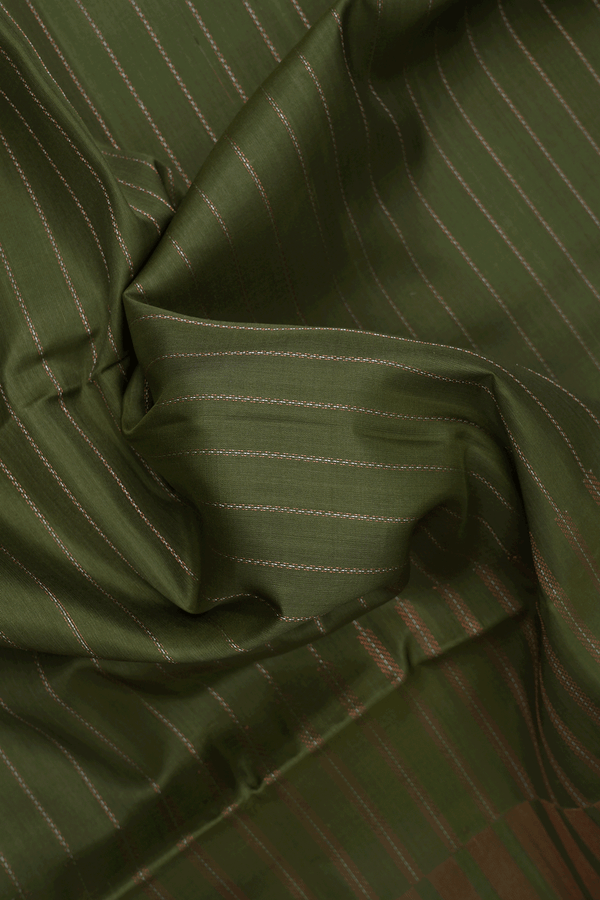 Stripes Threadwork Design Mehendi Green Soft Silk Saree