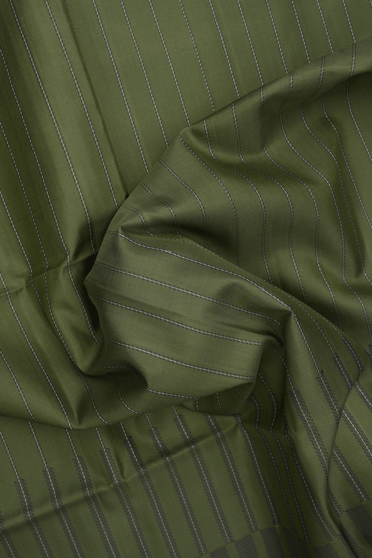 Stripes Threadwork Design Mehendi Green Soft Silk Saree